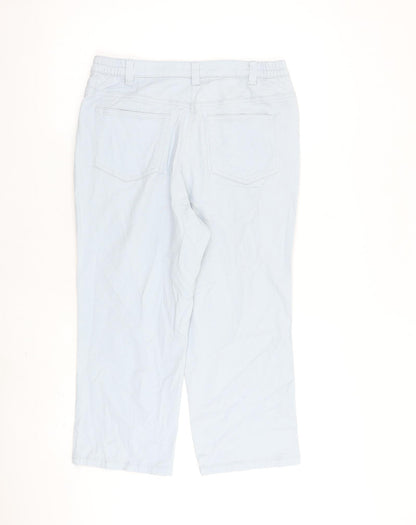 Damart Womens Blue Cotton Cropped Jeans Size 12 L21 in Regular Zip