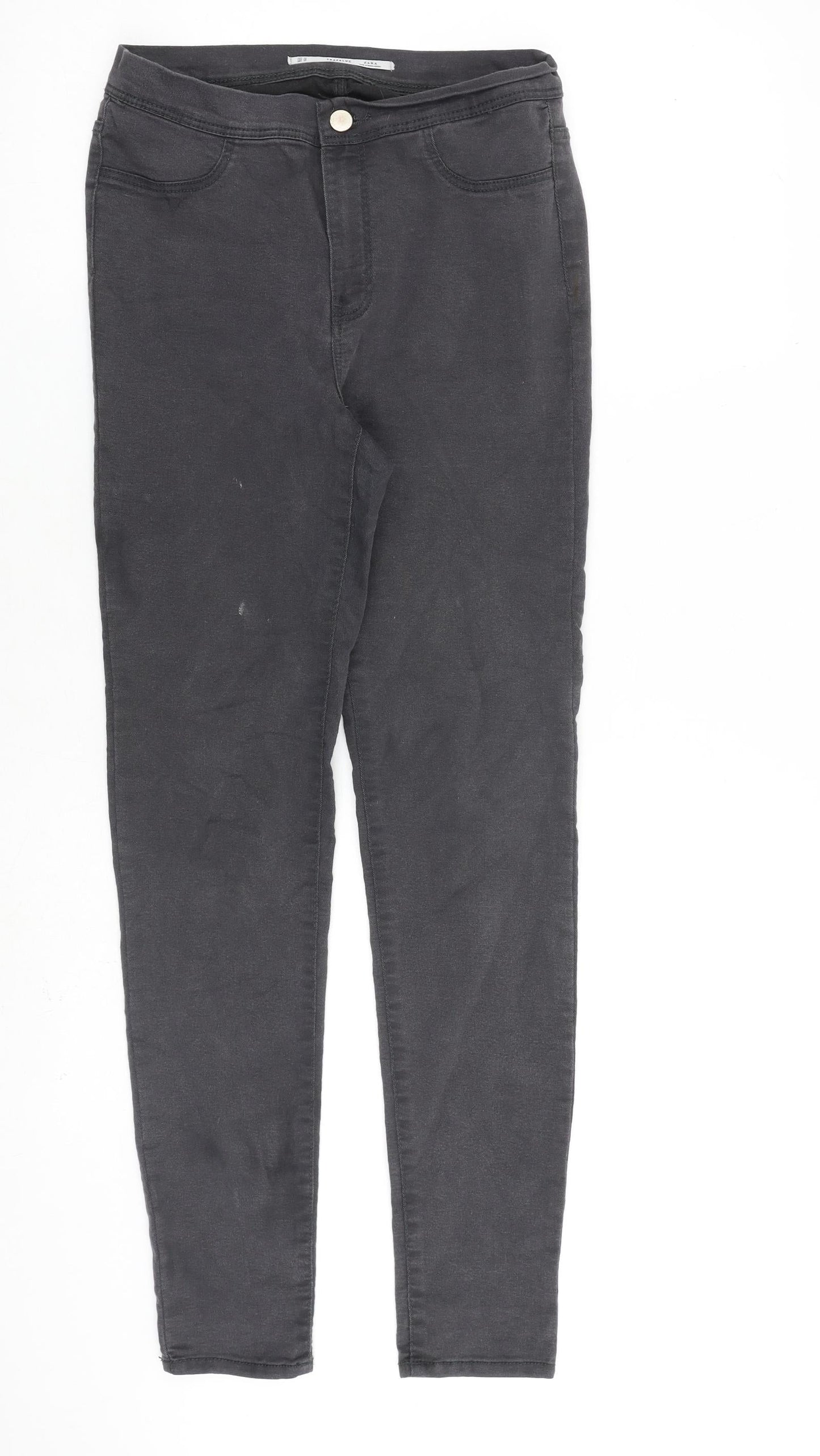 Zara Womens Grey Cotton Skinny Jeans Size 12 L30 in Regular Zip