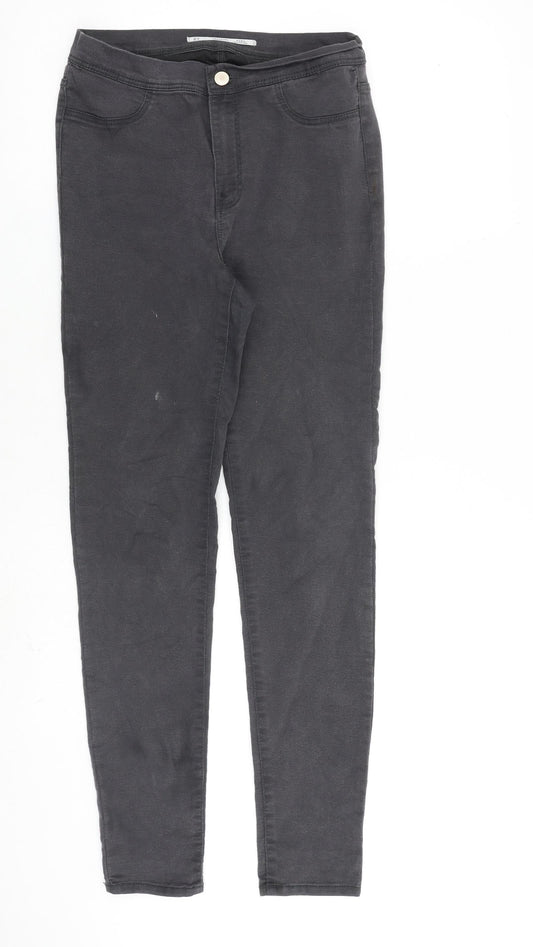 Zara Womens Grey Cotton Skinny Jeans Size 12 L30 in Regular Zip