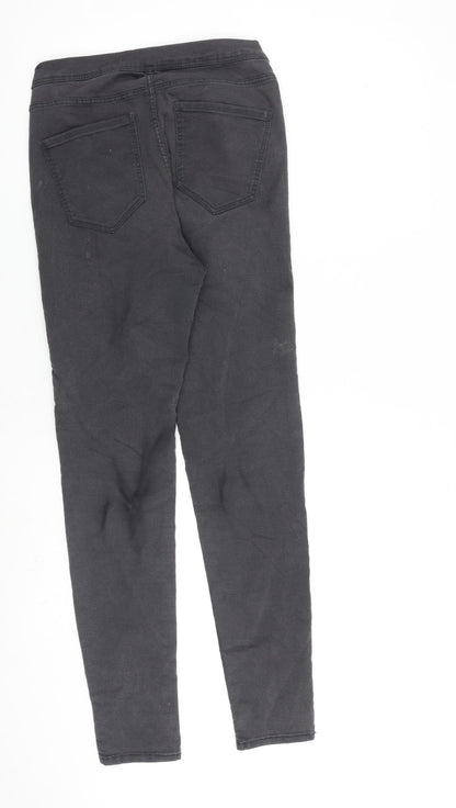 Zara Womens Grey Cotton Skinny Jeans Size 12 L30 in Regular Zip