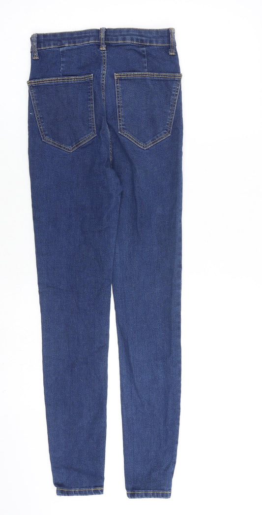 Zara Womens Blue Cotton Straight Jeans Size 8 L28 in Slim Zip