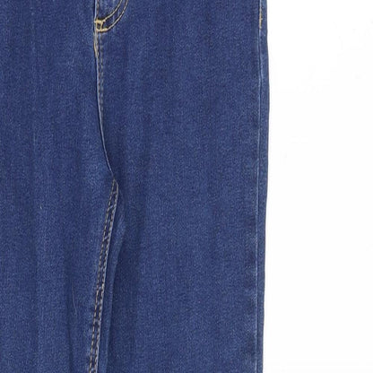 Zara Womens Blue Cotton Straight Jeans Size 8 L28 in Slim Zip