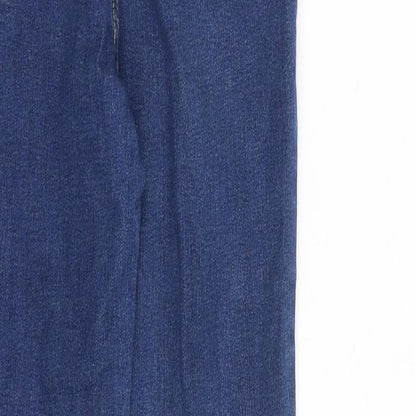Zara Womens Blue Cotton Straight Jeans Size 8 L28 in Slim Zip