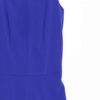 H&M Womens Blue Polyester A-Line Size 8 Square Neck Zip