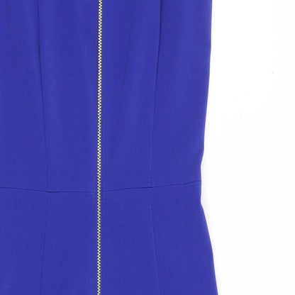 H&M Womens Blue Polyester A-Line Size 8 Square Neck Zip