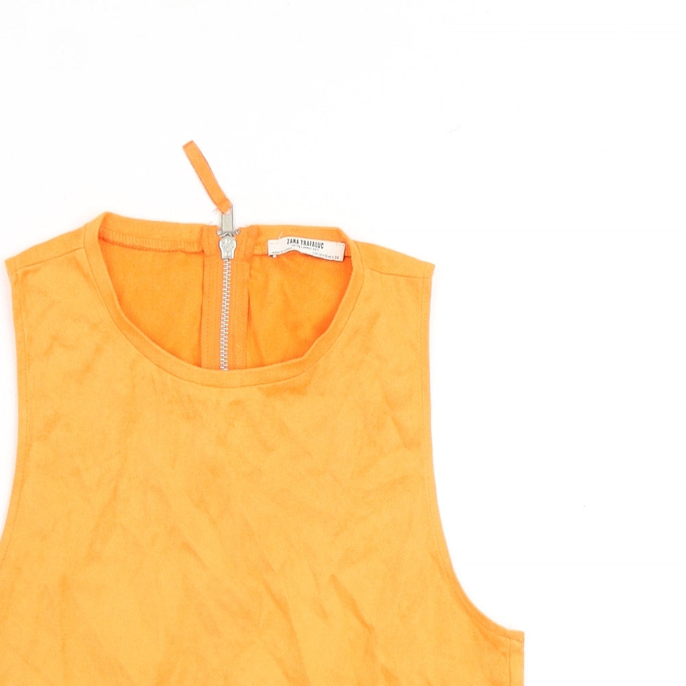 Womens UK Size S Zara Orange Basic Tank