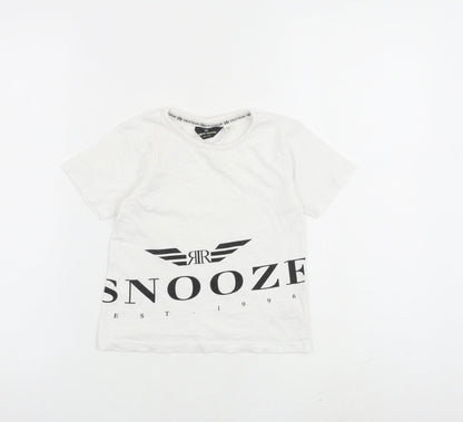 King Of Dreams Boys White 100% Cotton Basic T-Shirt Size 4-5 Years Round Neck Pullover