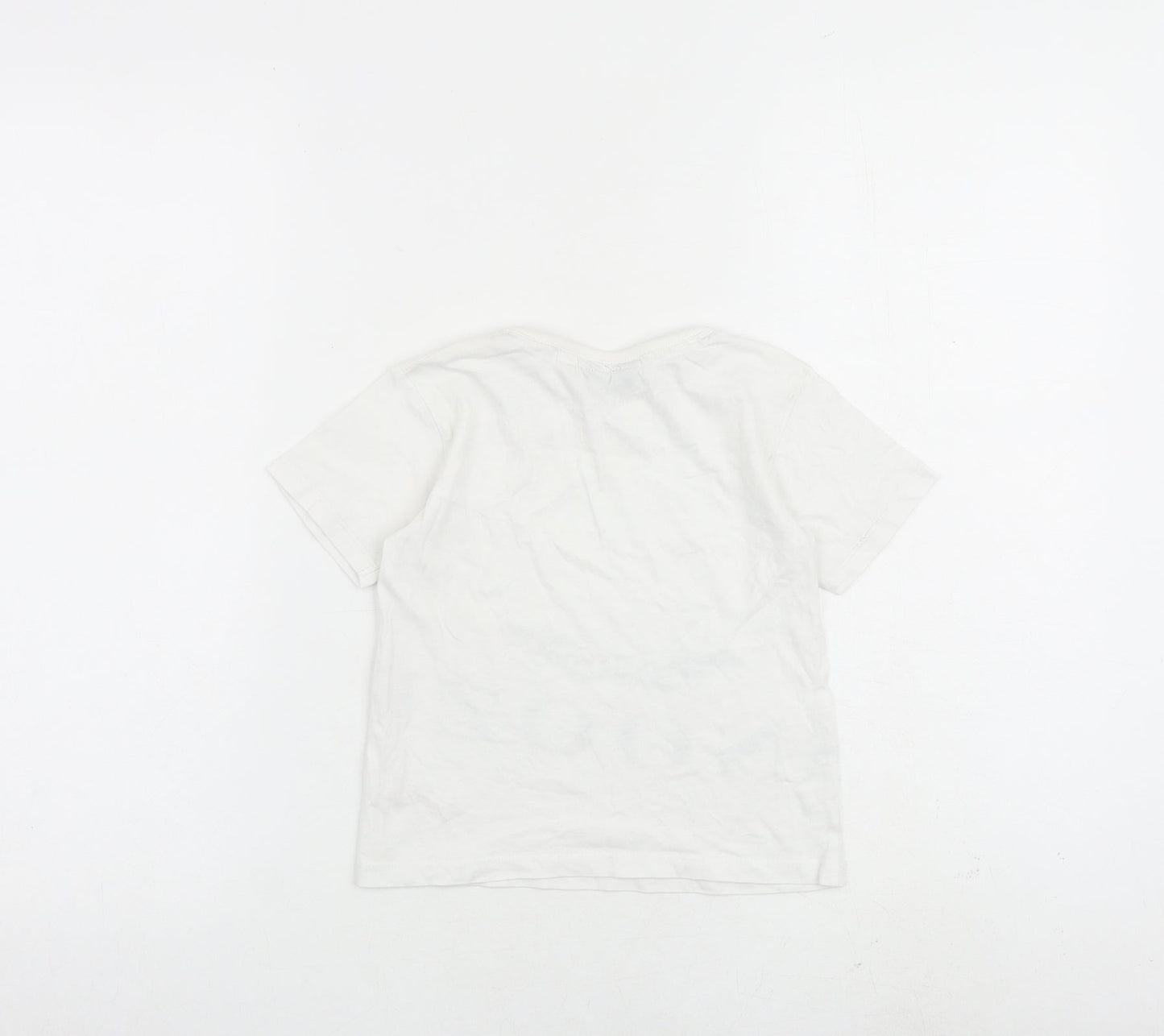 King Of Dreams Boys White 100% Cotton Basic T-Shirt Size 4-5 Years Round Neck Pullover