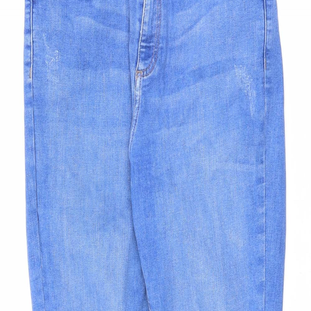 Miss Selfridge Womens Blue Cotton Skinny Jeans Size 12 L27 in Regular Zip