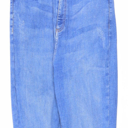 Miss Selfridge Womens Blue Cotton Skinny Jeans Size 12 L27 in Regular Zip