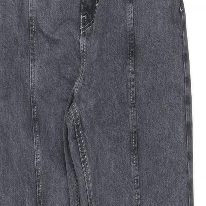 Topshop Womens Grey Cotton Straight Jeans Size 28 in L32 in Regular Zip - Split Hem Detail