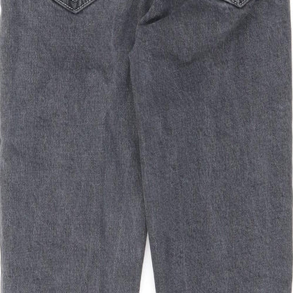 Topshop Womens Grey Cotton Straight Jeans Size 28 in L32 in Regular Zip - Split Hem Detail