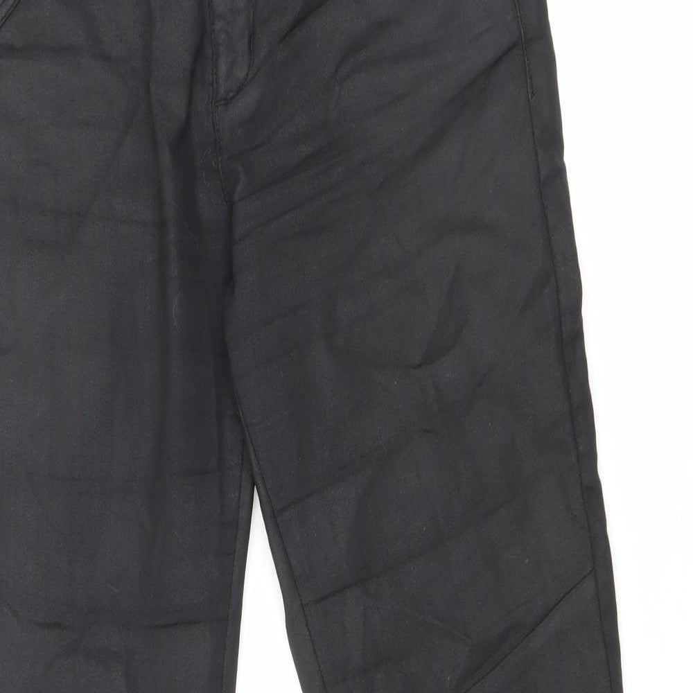 Part Two Womens Black Cotton Trousers Size 12 L31.5 in Regular Zip - Leather Look