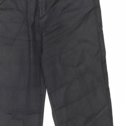 Part Two Womens Black Cotton Trousers Size 12 L31.5 in Regular Zip - Leather Look
