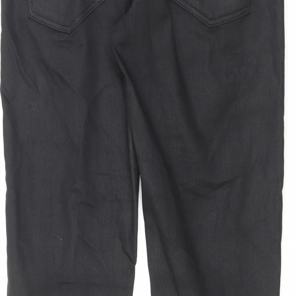 Part Two Womens Black Cotton Trousers Size 12 L31.5 in Regular Zip - Leather Look