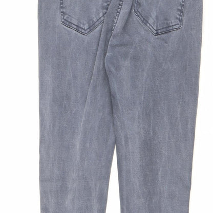 NEXT Womens Grey Cotton Skinny Jeans Size 12 L28 in Regular Zip