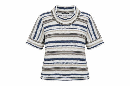 Dolores Womens Multicoloured Cowl Neck Striped Cotton Pullover Jumper Size 14