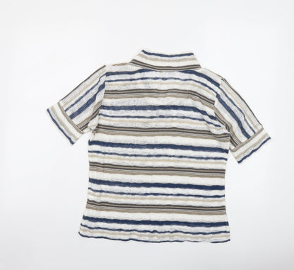 Dolores Womens Multicoloured Cowl Neck Striped Cotton Pullover Jumper Size 14