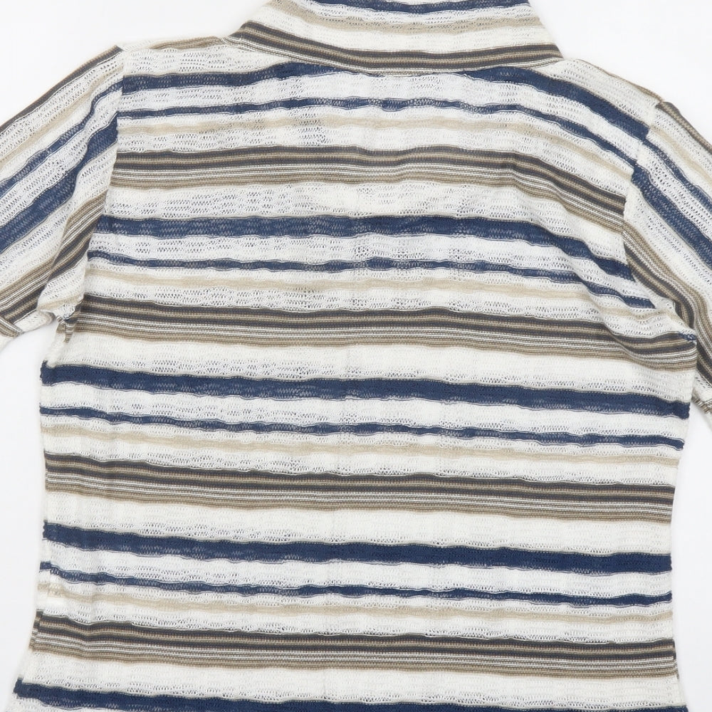Dolores Womens Multicoloured Cowl Neck Striped Cotton Pullover Jumper Size 14
