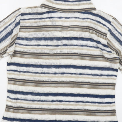 Dolores Womens Multicoloured Cowl Neck Striped Cotton Pullover Jumper Size 14