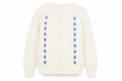 Michelle Zimon Womens Ivory Round Neck Acrylic Pullover Jumper Size 14