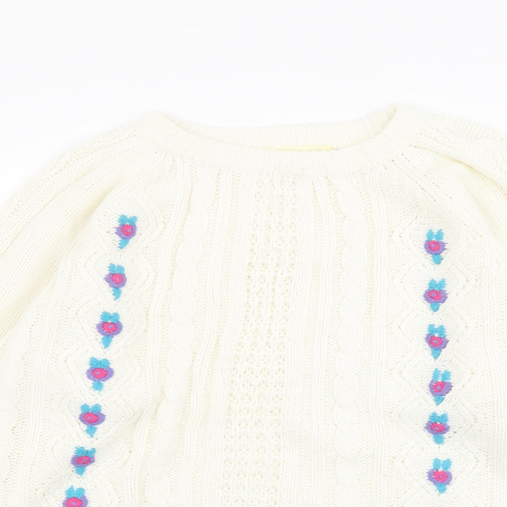 Michelle Zimon Womens Ivory Round Neck Acrylic Pullover Jumper Size 14