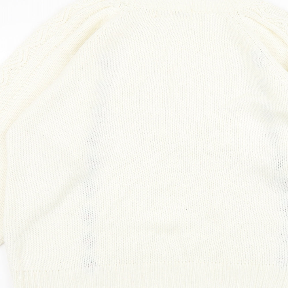 Michelle Zimon Womens Ivory Round Neck Acrylic Pullover Jumper Size 14