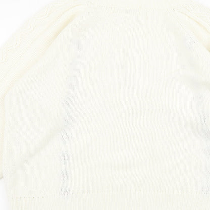Michelle Zimon Womens Ivory Round Neck Acrylic Pullover Jumper Size 14