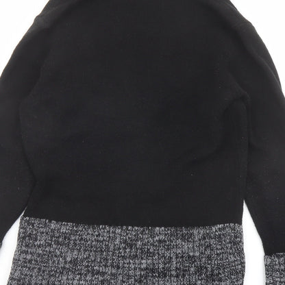 Brand and care label for Romamn women’s black v-neck acrylic jumper, size UK 10