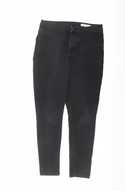 Marks and Spencer Womens Black Cotton Skinny Jeans Size 12 L25 in Regular Button