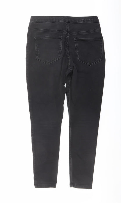 Marks and Spencer Womens Black Cotton Skinny Jeans Size 12 L25 in Regular Button