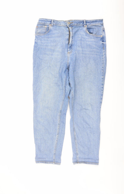 ASOS Womens Blue Cotton Mom Jeans Size 35 in L36 in Regular Button
