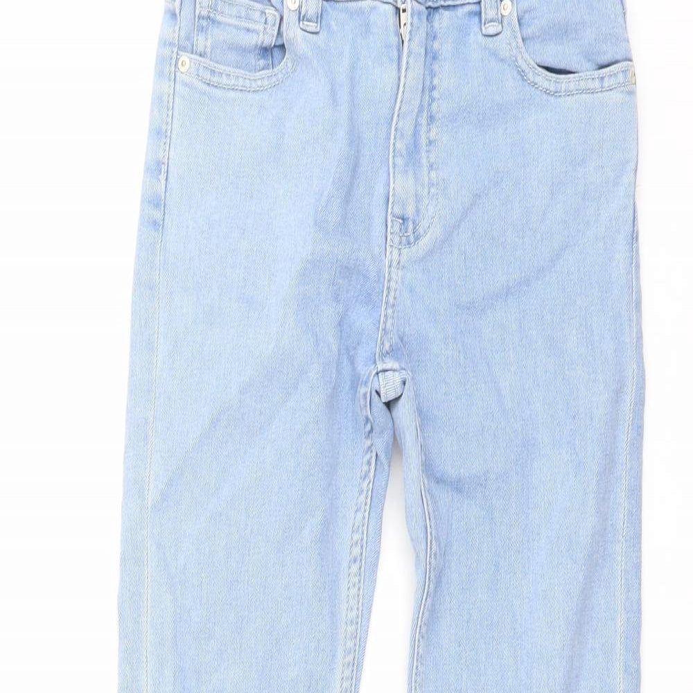 Mango Girls Blue Cotton Straight Jeans Size 10 Years Regular Button