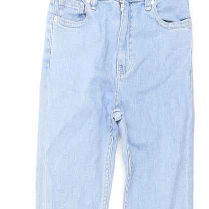 Mango Girls Blue Cotton Straight Jeans Size 10 Years Regular Button