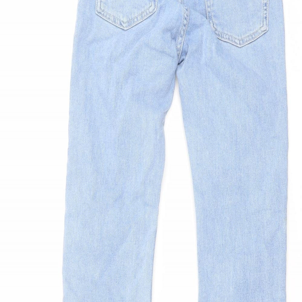 Mango Girls Blue Cotton Straight Jeans Size 10 Years Regular Button