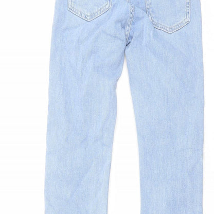 Mango Girls Blue Cotton Straight Jeans Size 10 Years Regular Button