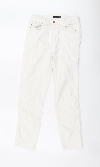 Bershka Womens White Cotton Skinny Jeans Size 8 L25 in Regular Button