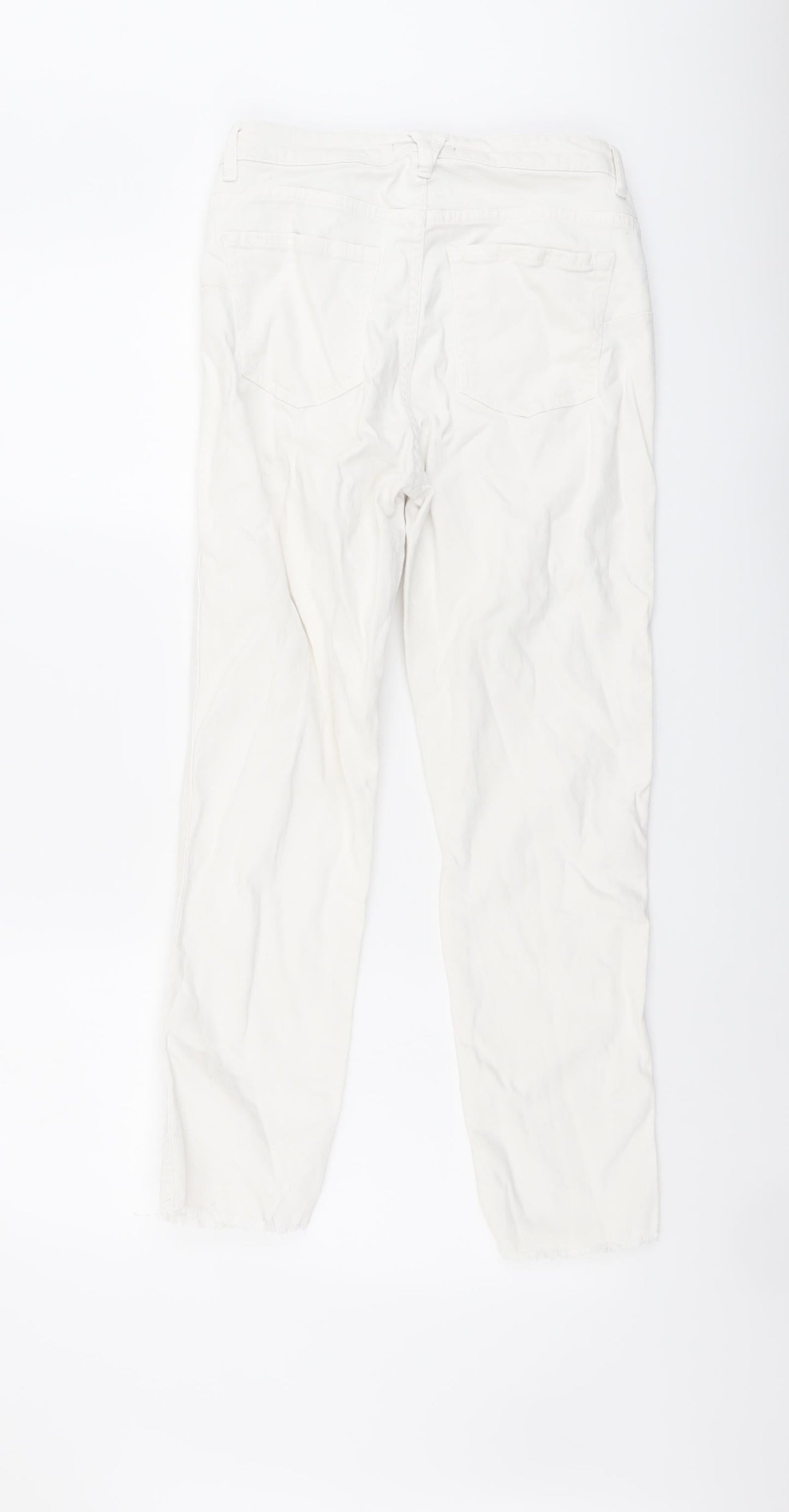 Bershka Womens White Cotton Skinny Jeans Size 8 L25 in Regular Button