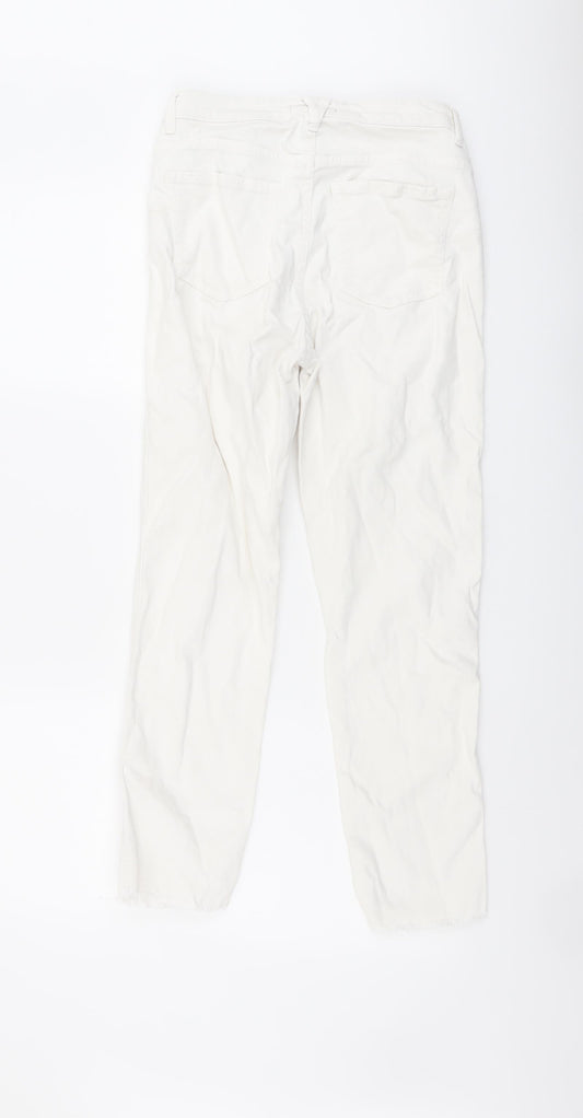 Bershka Womens White Cotton Skinny Jeans Size 8 L25 in Regular Button
