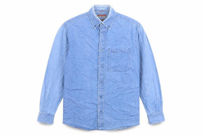 Lee Mens Blue Cotton Button-Up Size 15 Collared Button