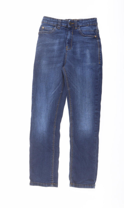 Additional front view of Next boys’ blue cotton straight jeans, size 9, months regular button