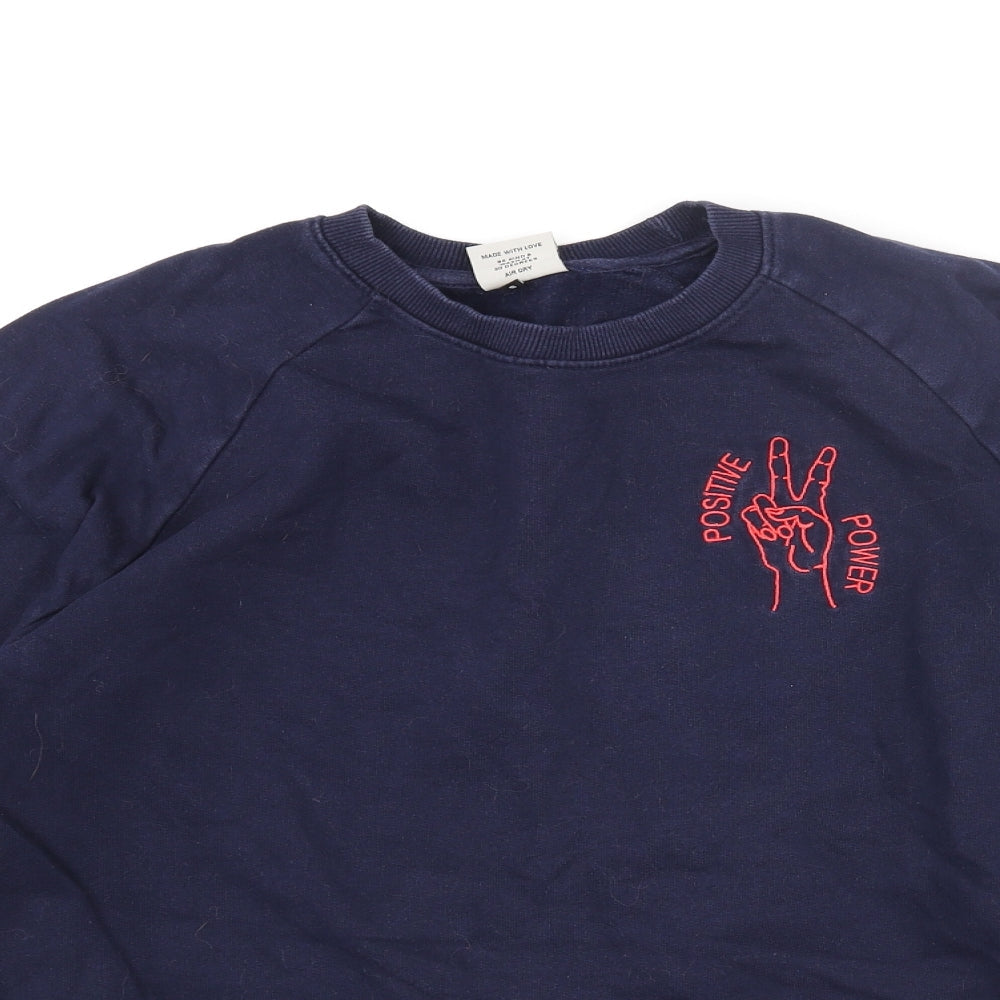 Mens UK Size S Earth Positive Blue Pullover Sweatshirt