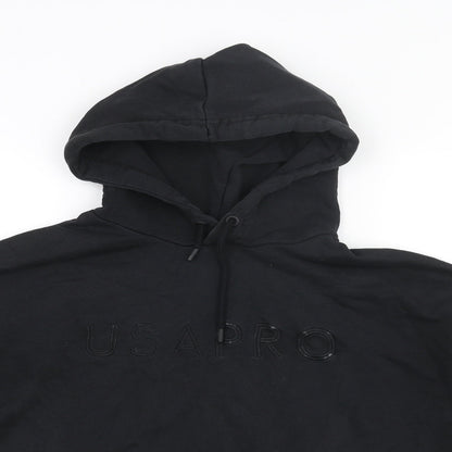 USA Pro Womens Black Polyester Pullover Hoodie Size 16 Pullover - Embroidered Logo