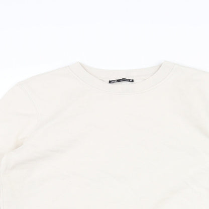 Zara Womens Beige Cotton Pullover Sweatshirt Size M Pullover