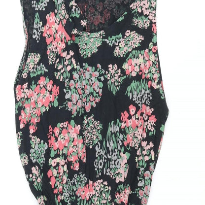 Topshop Womens Multicoloured Floral Cotton Mini Size 8 Round Neck Pullover - Bow