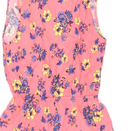 MINKPINK Womens Pink Geometric Vinyl Playsuit One-Piece Size S L3 in Pullover - Frill