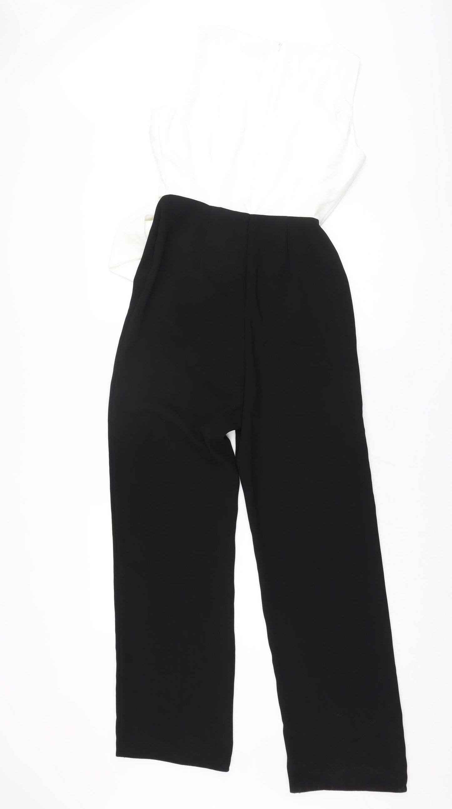 Wallis Womens Black Polyester Jumpsuit One-Piece Size 8 L29 in Zip - Bow