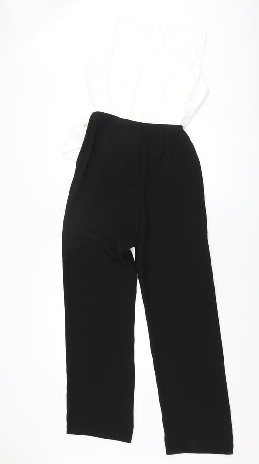 Wallis Womens Black Polyester Jumpsuit One-Piece Size 8 L29 in Zip - Bow