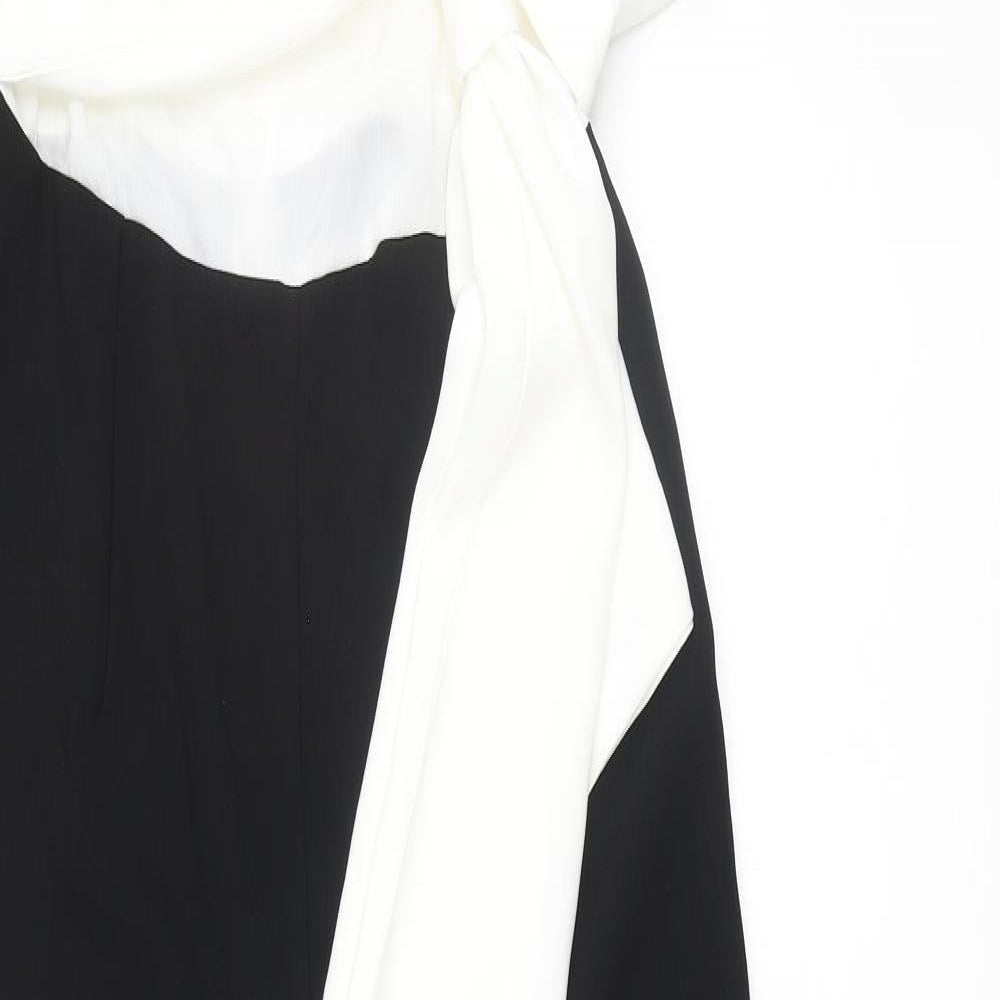 Wallis Womens Black Polyester Jumpsuit One-Piece Size 8 L29 in Zip - Bow