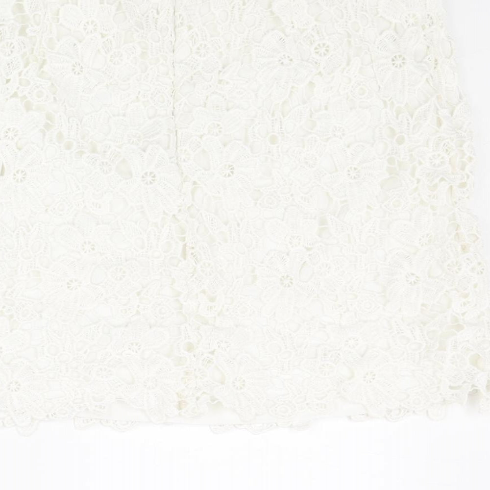 French Connection Womens White Floral Polyester Mini Skirt Size 6 Zip